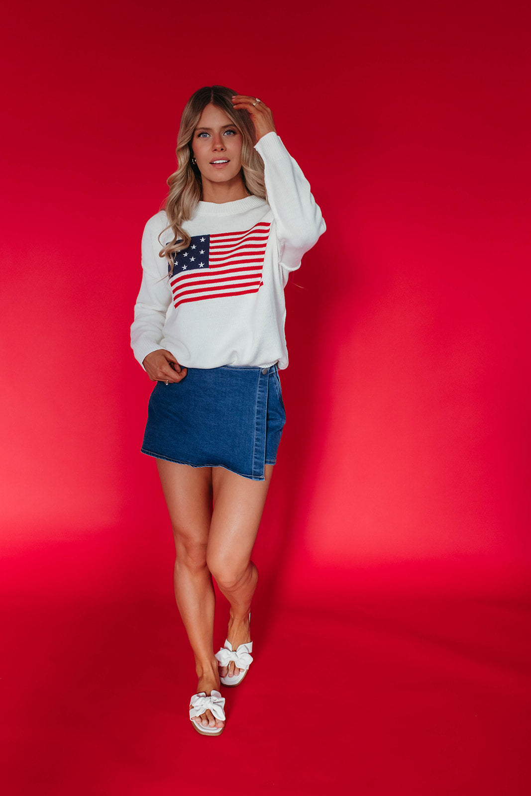 THE AMERICAN FLAG SWEATER IN IVORY