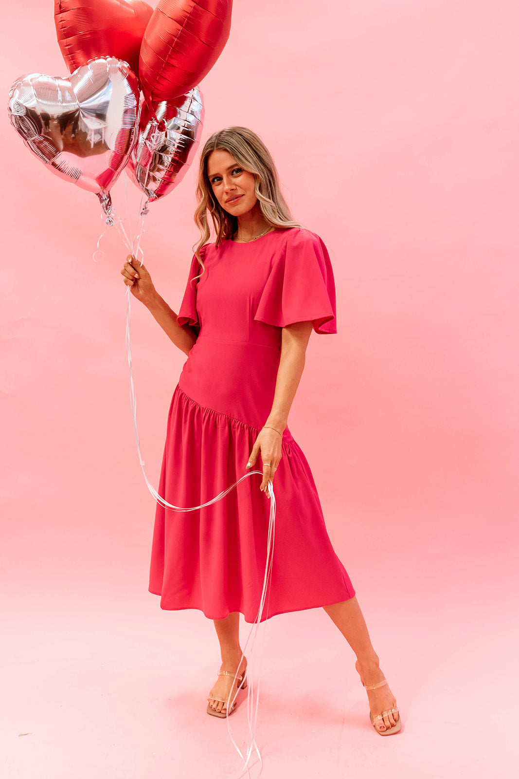 Pink drop waist outlet dress