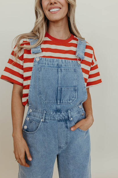 THE OAKLEIGH OVERSIZED STRIPE KNIT TOP IN RUST