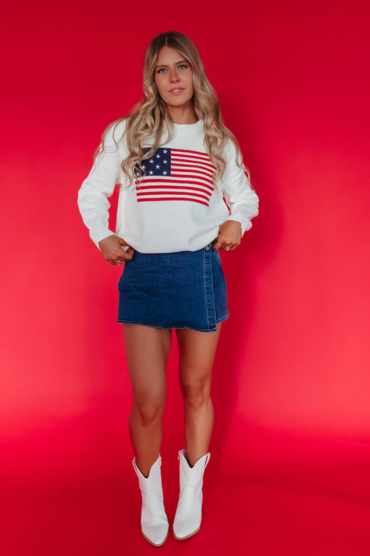 THE AMERICAN FLAG SWEATER IN IVORY