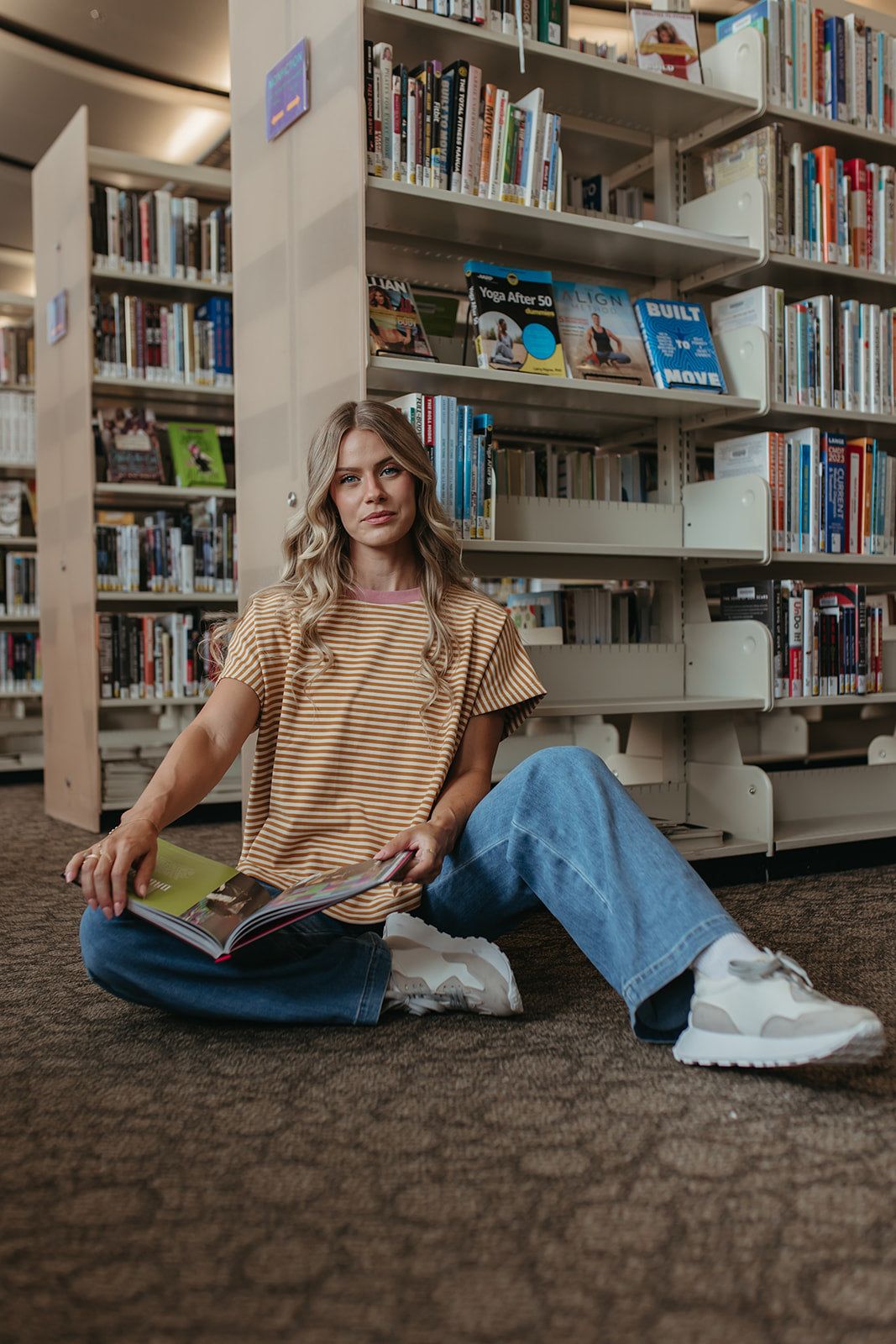 THE CICI SOFT BRUSHED TOP IN MUSTARD STRIPE