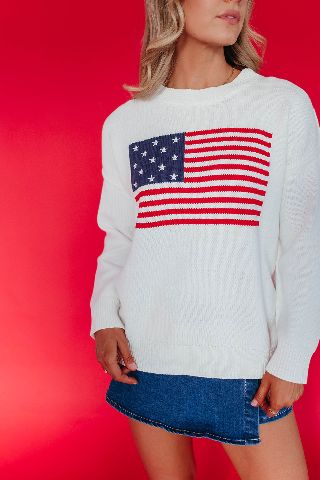 THE AMERICAN FLAG SWEATER IN IVORY