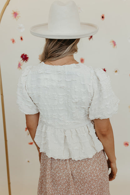 THE BAMBI BUBBLE BABYDOLL BLOUSE IN VANILLA