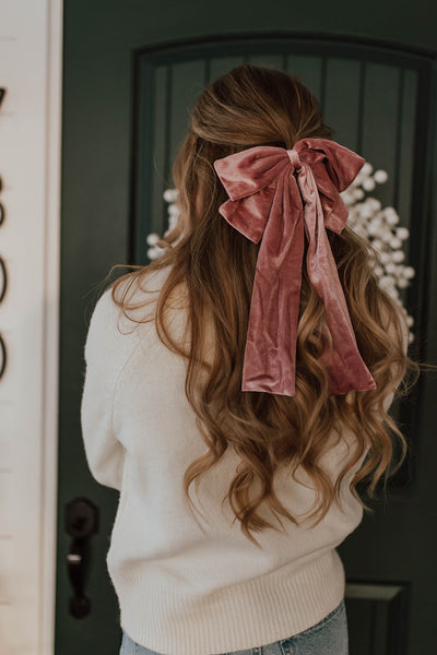 SeliniNY The Velvet Ribbon Hair Bow- 4 Colors Red