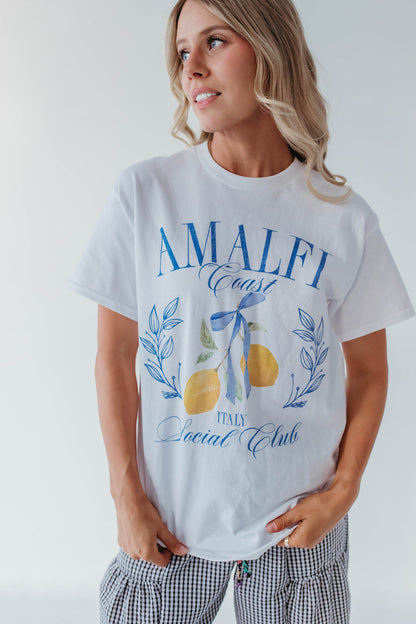 THE AMALFI COAST SOCIAL CLUB TEE IN WHITE