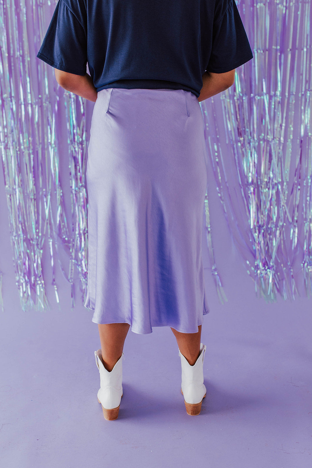 Satin a shop line midi skirt