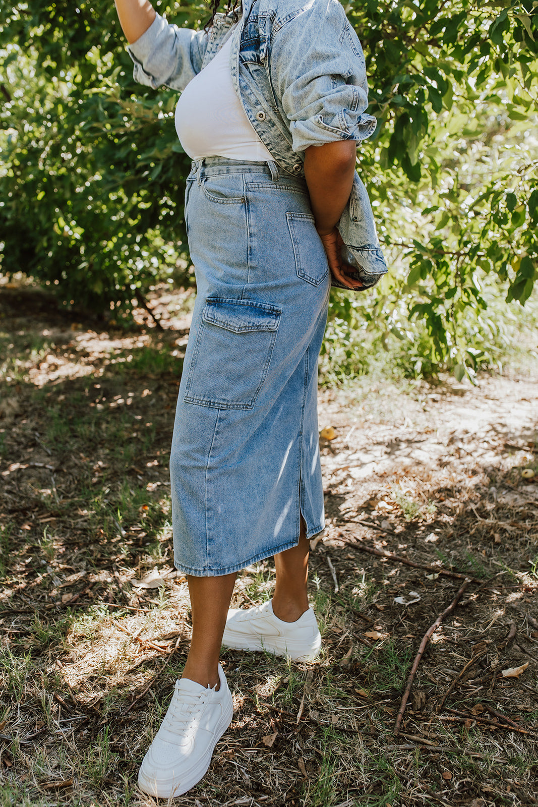 Denim utility 2024 skirt midi