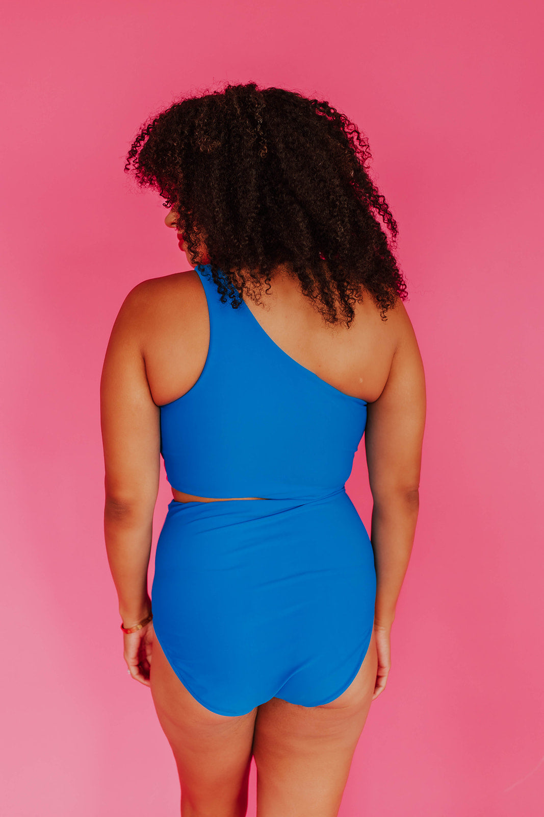 HARPER CUT OUT ONE PIECE IN NEON BLUE AND PINK COLOR BLOCK BY B  MIKESELL X PINK DESERT