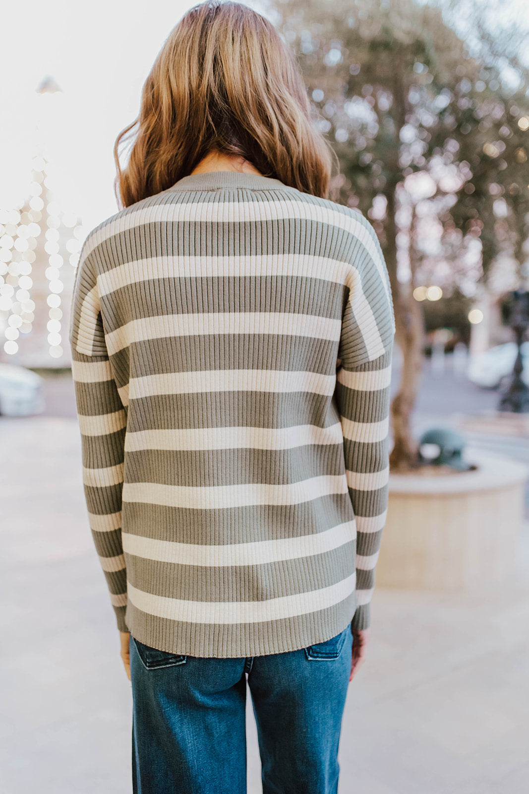 THE OTTO STRIPED SWEATER IN OLIVE