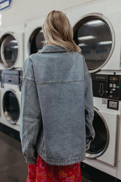 THE KALIN OVERSIZED DENIM JACKET IN MEDIUM WASH