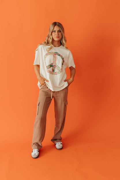 THE PEACE PATCH OVERSIZED TEE IN IVORY