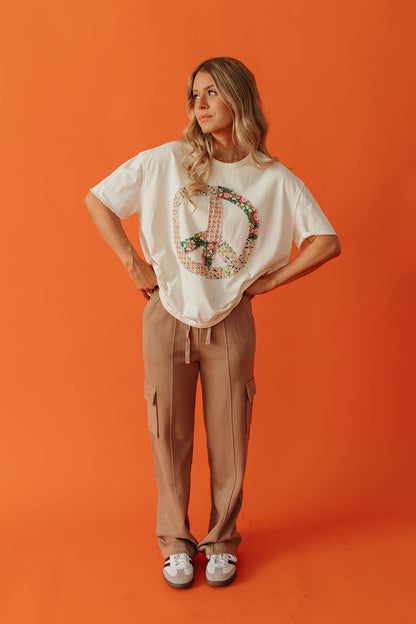 THE PEACE PATCH OVERSIZED TEE IN IVORY