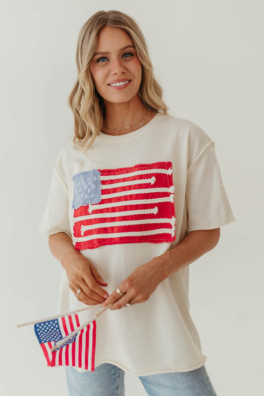 THE AMERICAN FLAG PATCH TEE IN IVORY