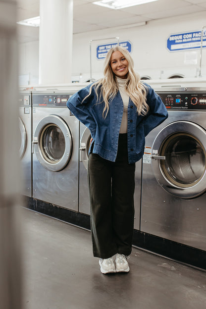 THE SHERI BUTTON DOWN JACKET IN DENIM