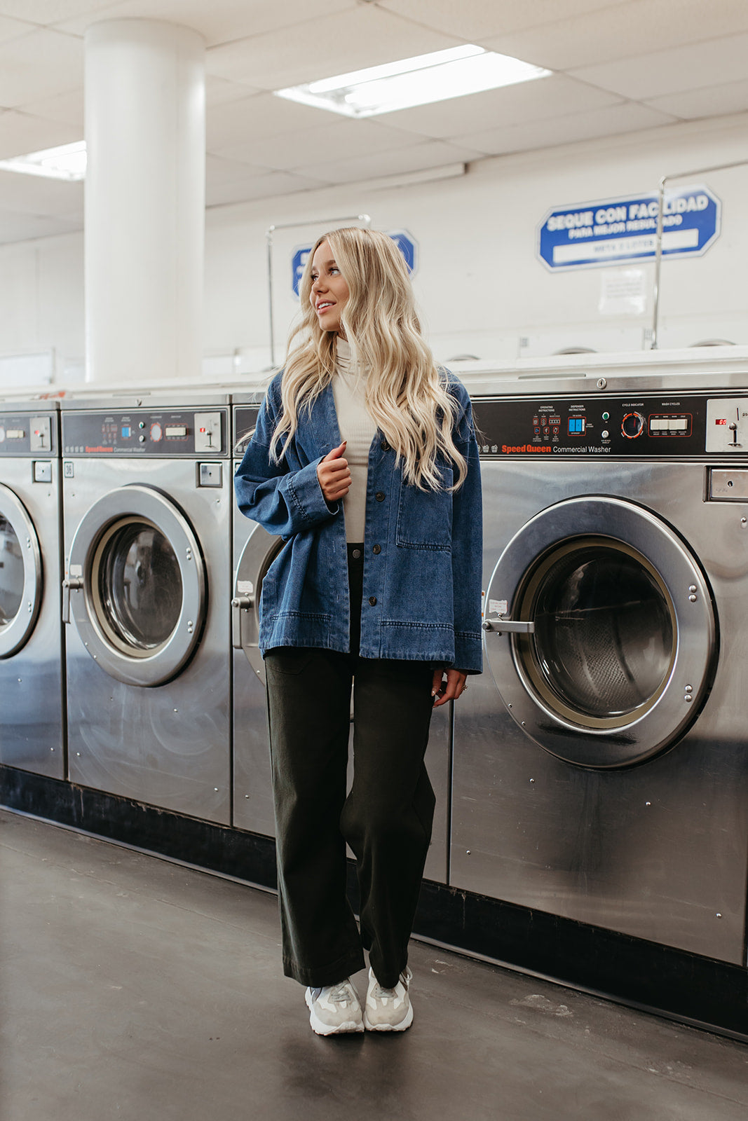 THE SHERI BUTTON DOWN JACKET IN DENIM