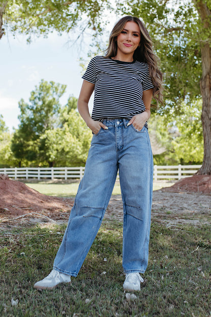 THE SOFIE STRIPED TOP IN BLACK