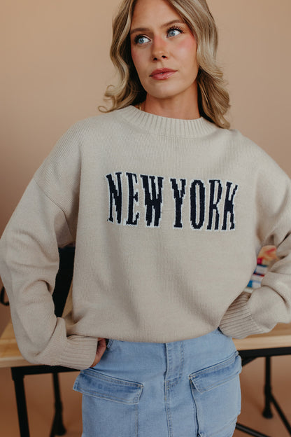 THE NY OVERSIZED CREW SWEATER IN CREAM