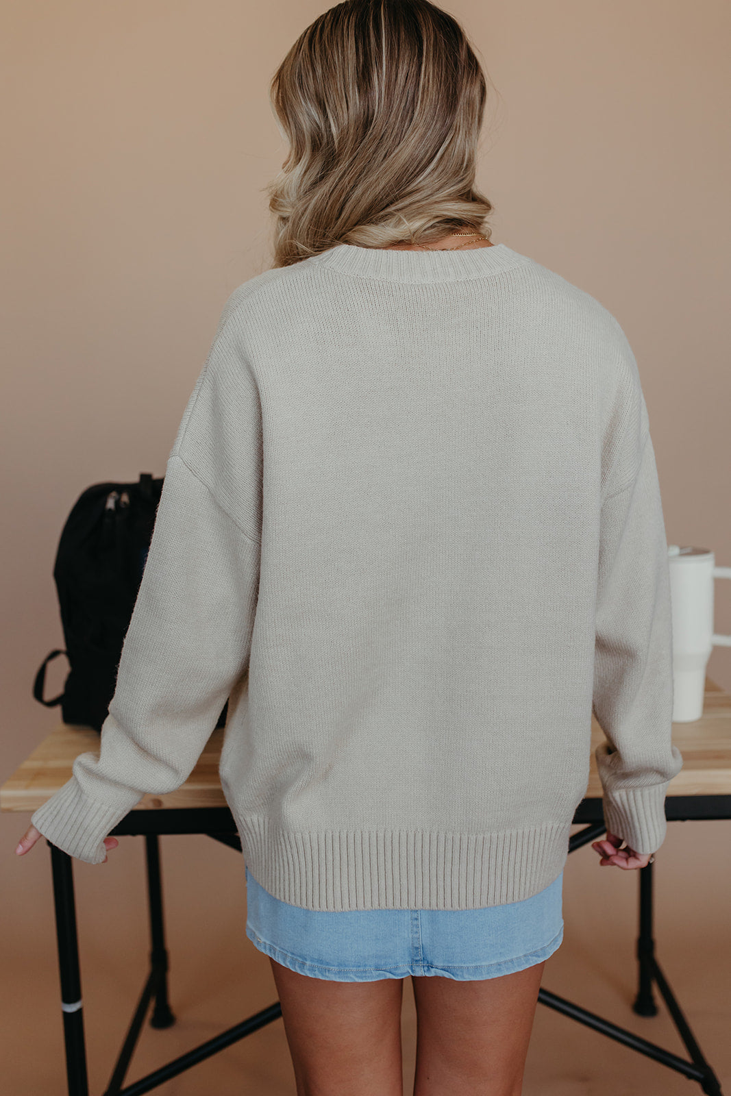 THE NY OVERSIZED CREW SWEATER IN CREAM