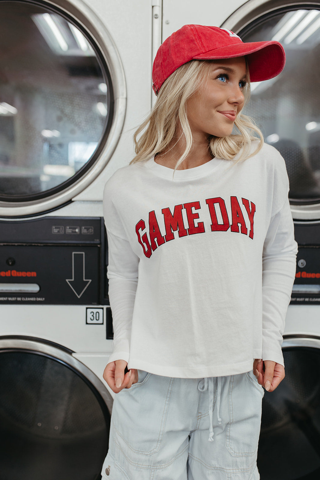 THE GAME DAY LONG SLEEVE TEE IN WHITE