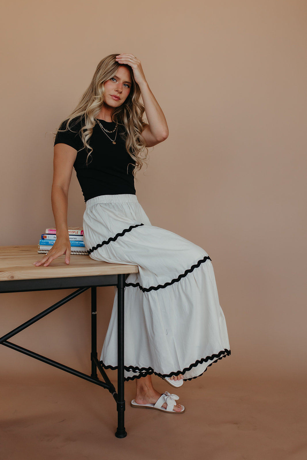 THE GRAYCE CONTRAST MAXI SKIRT IN OAT