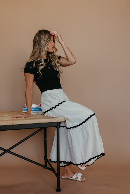 THE GRAYCE CONTRAST MAXI SKIRT IN OAT