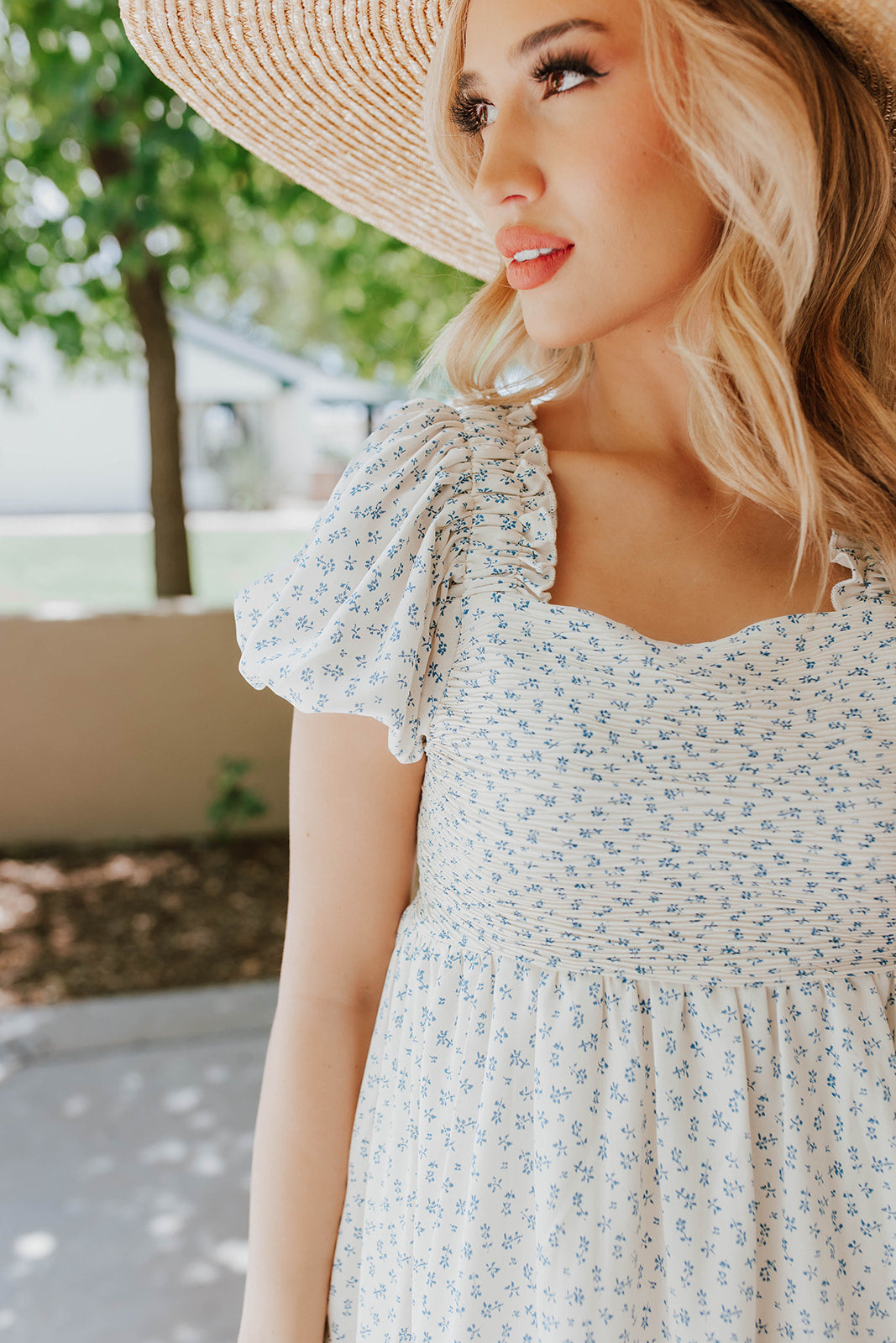 THE TEA PARTY DRESS IN DAINTY BLUE FLORAL BY PINK DESERT – Pink Desert