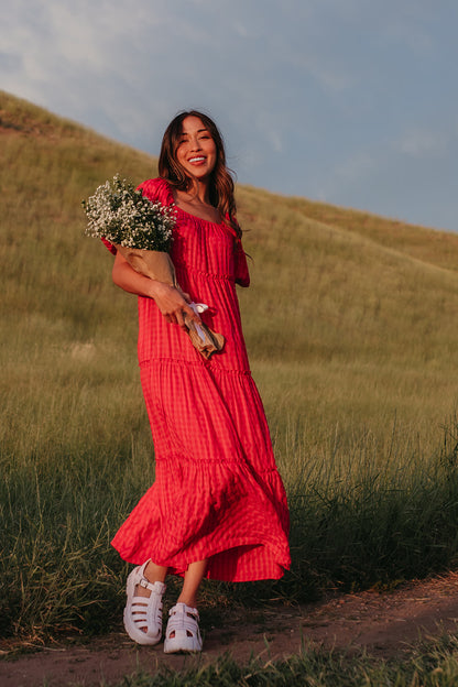 THE KATHY MAXI DRESS IN PINK GINGHAM