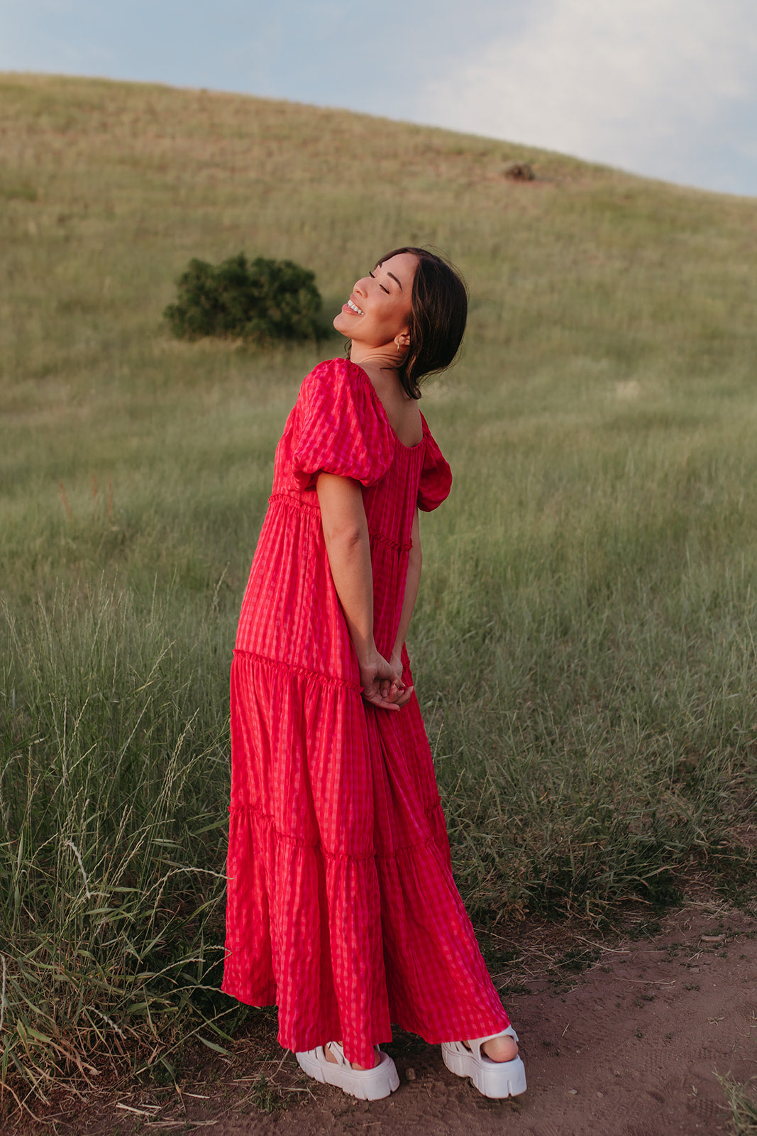 THE KATHY MAXI DRESS IN PINK GINGHAM