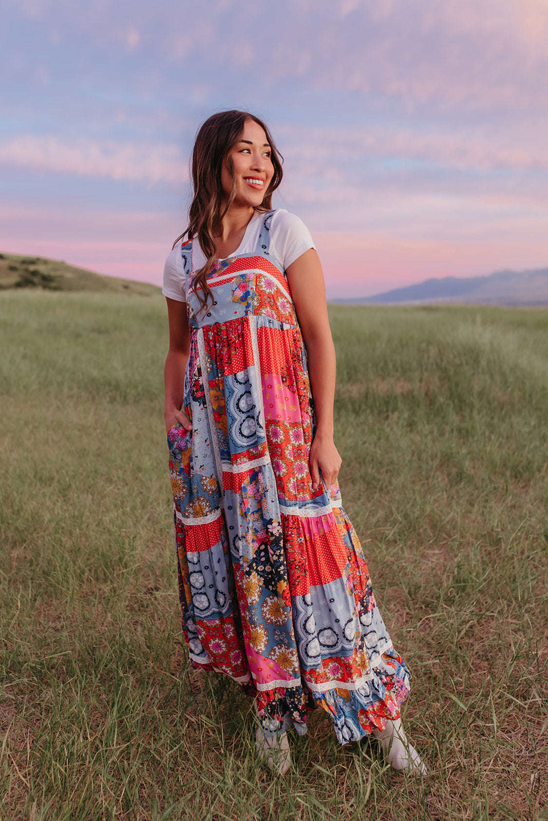 THE MADYSON MAXI DRESS IN PATCHWORK FLORAL