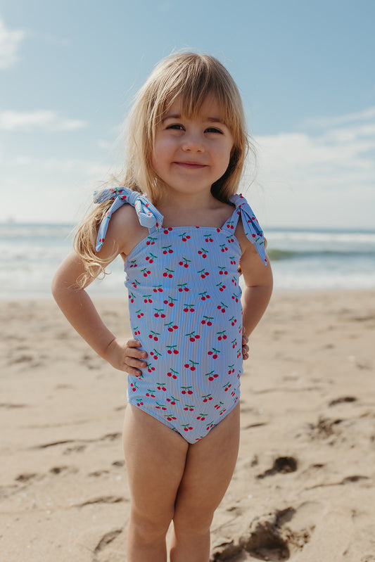 GIRLS TIE STRAP ONE PIECE IN CHERRY CHARM BY PINK DESERT