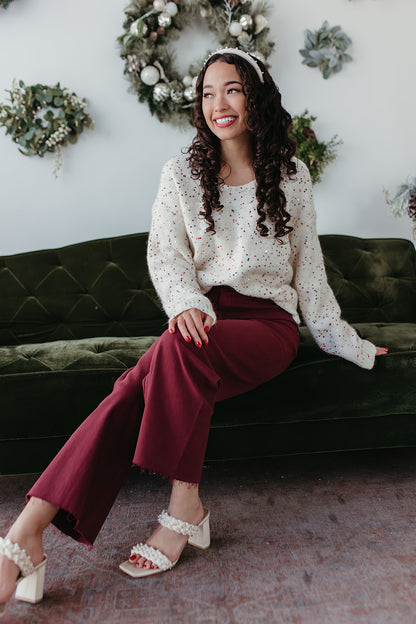 THE SAYLOR WIDE LEG JEANS IN MAROON