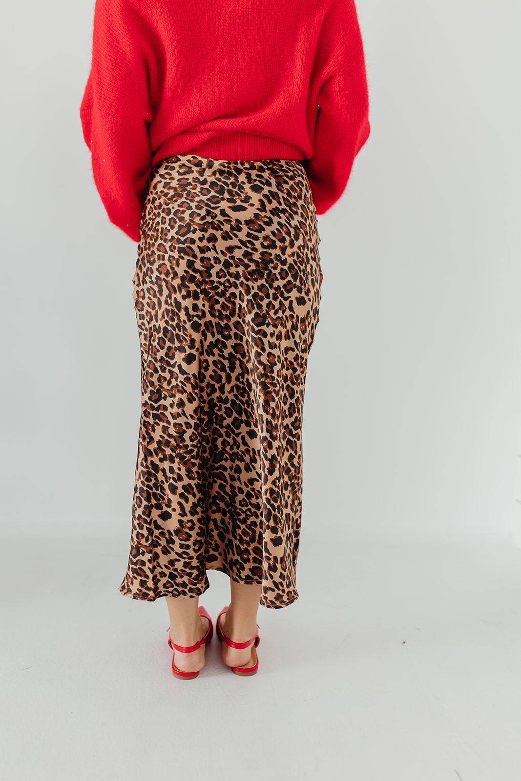 THE SUTTON MIDI SLIP SKIRT IN LEOPARD