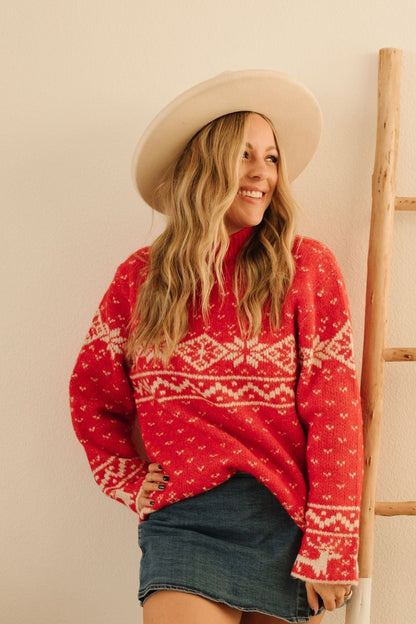 THE SNOWFLAKE SWEATER IN RED