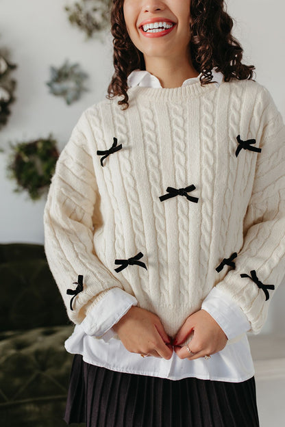 THE JILLIE BOW SWEATER IN IVORY