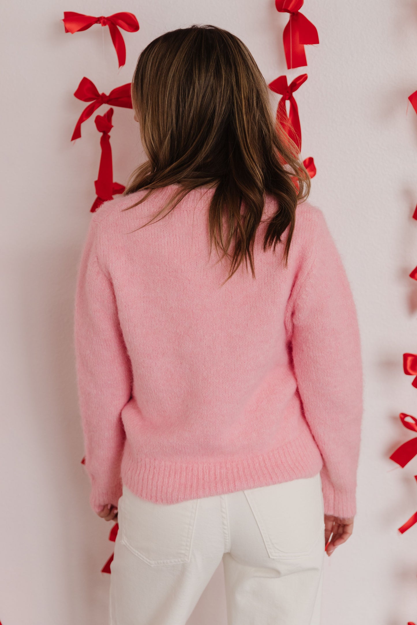 THE VALLORIE HEART SWEATER IN PINK