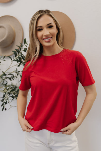 THE CAMI CLASSIC BOXY TEE IN CHERRY