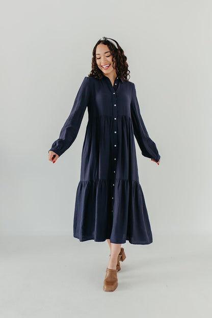 THE PERCY BUTTON DOWN DRESS IN NAVY