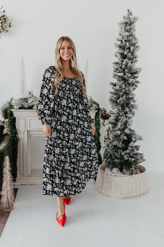 THE FINLEE FLORAL MAXI DRESS IN BLACK