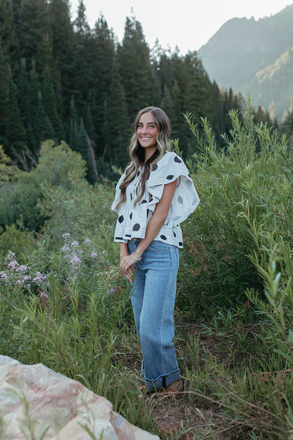 THE MAE POLKA DOT TOP IN IVORY