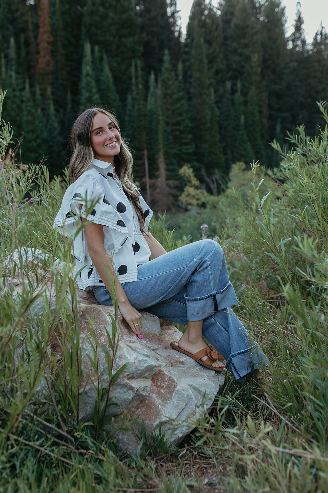 THE MAE POLKA DOT TOP IN IVORY