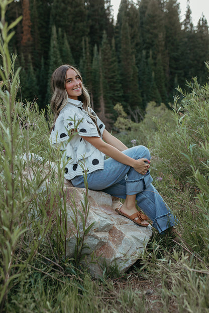 THE MAE POLKA DOT TOP IN IVORY