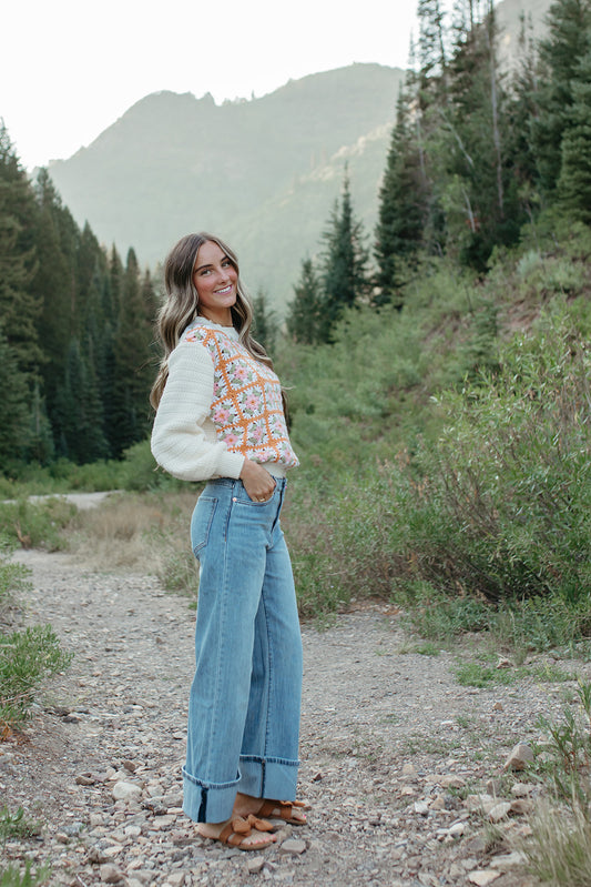 THE KAYLOR CROCHET SWEATER IN IVORY