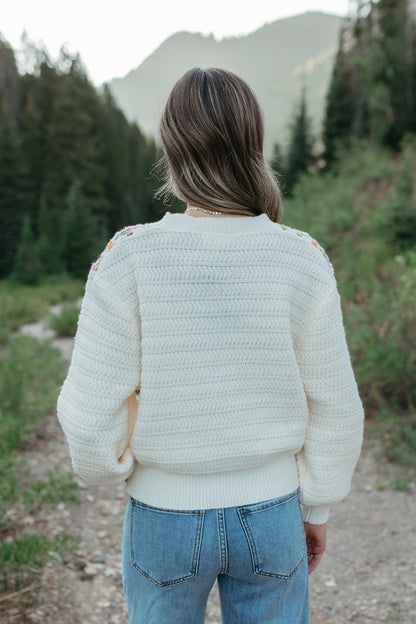 THE KAYLOR CROCHET SWEATER IN IVORY