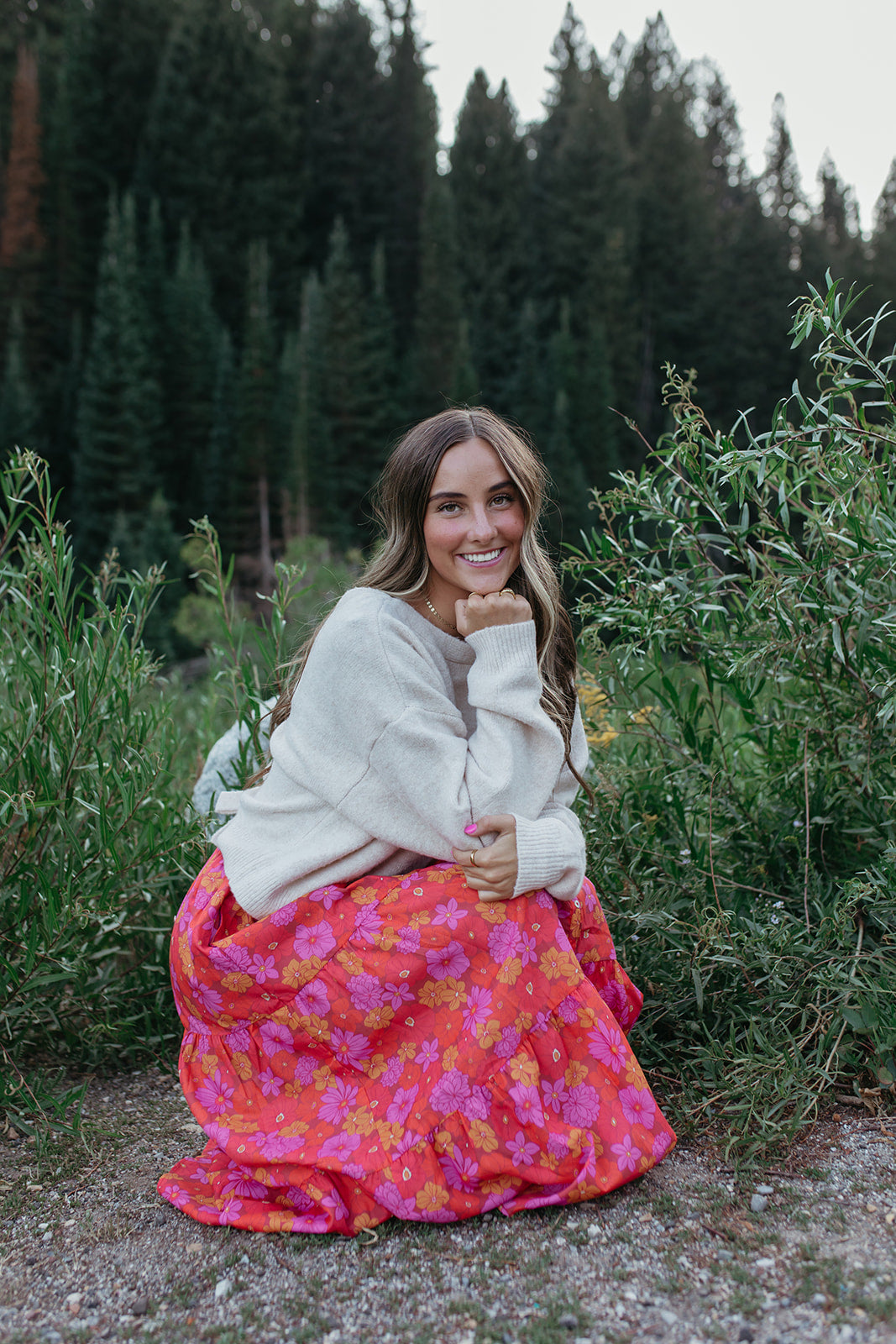 THE JOSELYN FLORAL MAXI SKIRT IN RED