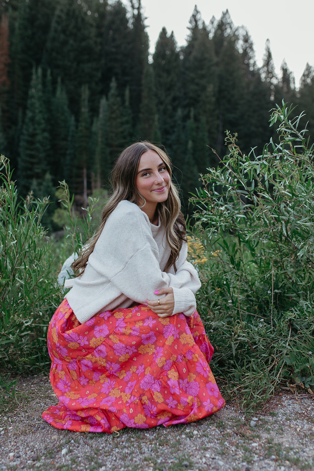 THE JOSELYN FLORAL MAXI SKIRT IN RED