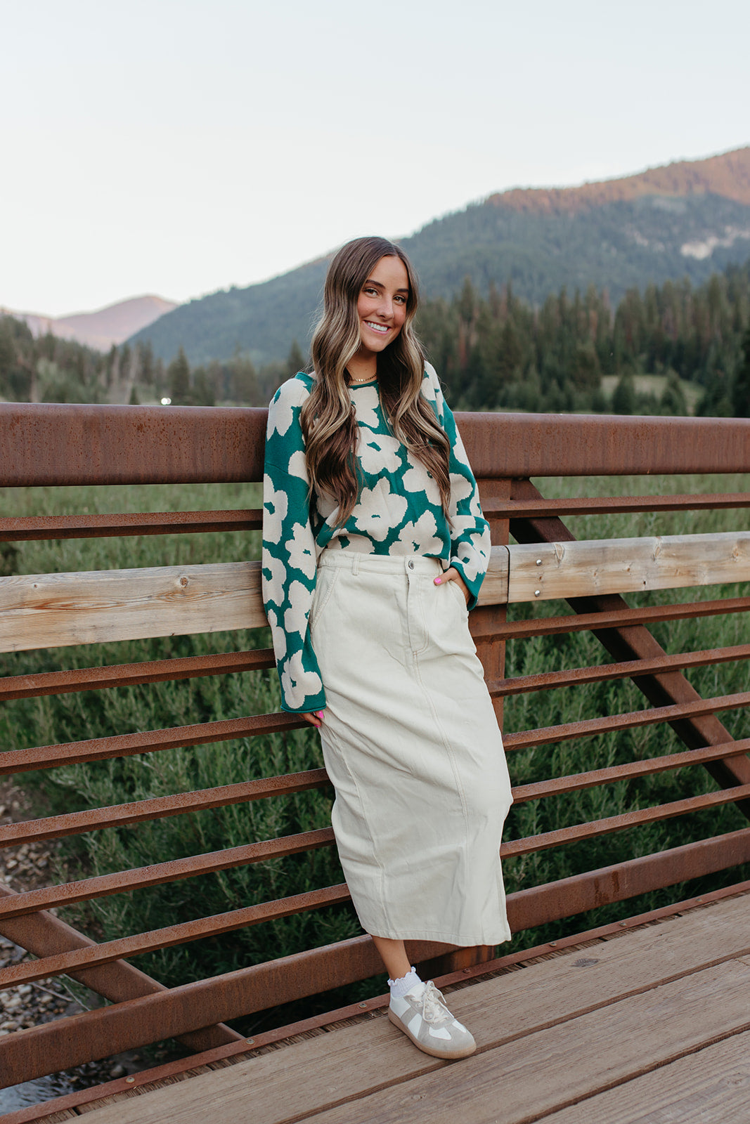 THE CODIE CORDUROY MIDI SKIRT IN CREAM