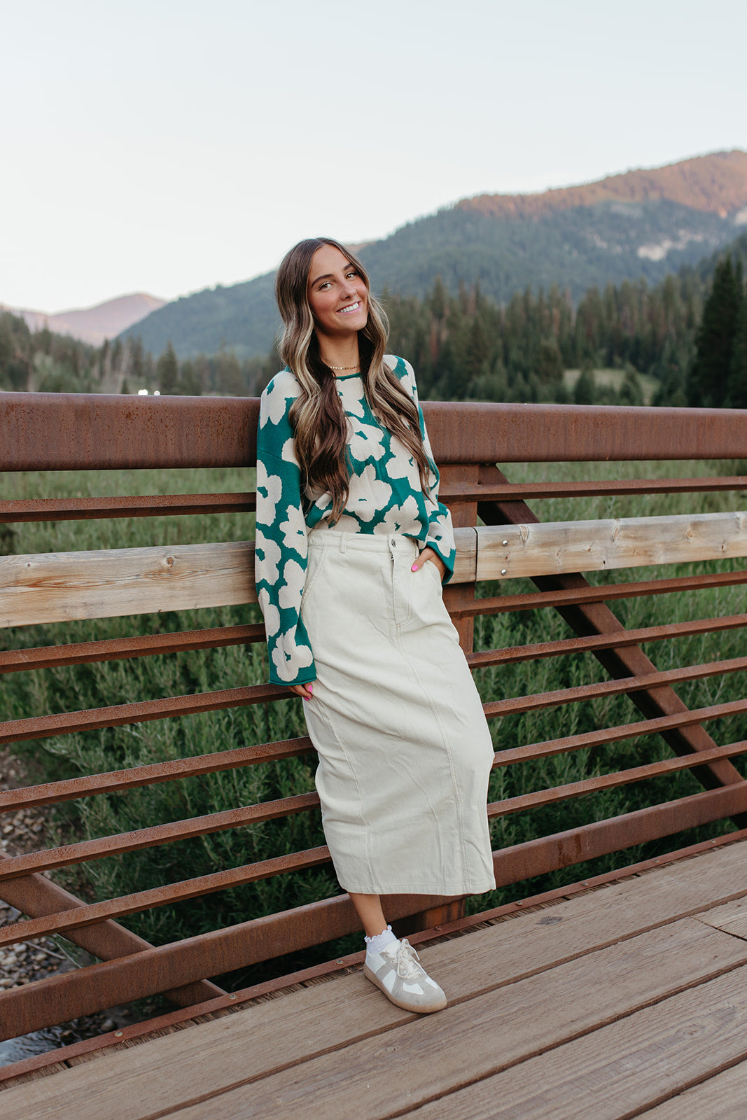 THE CODIE CORDUROY MIDI SKIRT IN CREAM