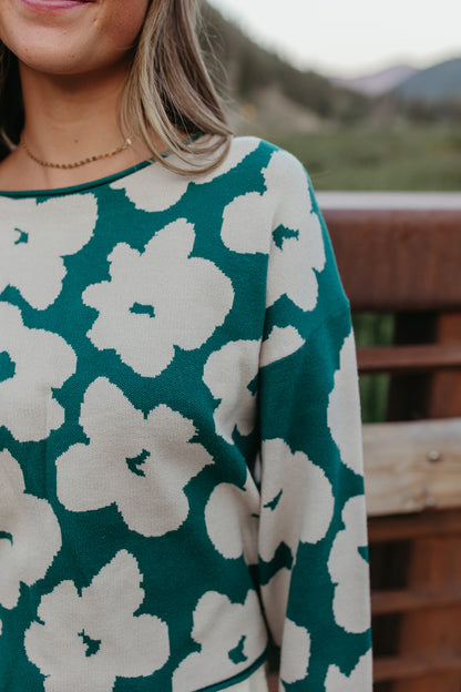 THE JILLIAN FLORAL SWEATER IN PINE