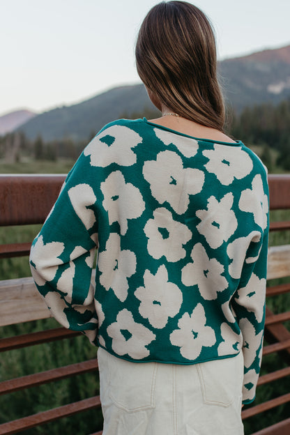 THE JILLIAN FLORAL SWEATER IN PINE