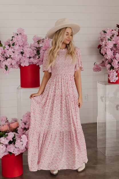 THE PRISILA FLORAL MAXI DRESS IN PINK